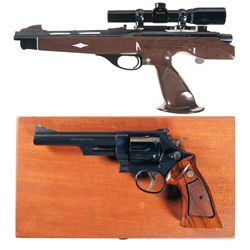 Two Hand Guns -A) Remington Model XP-100 Single Shot Bolt Action Pistol with Scope