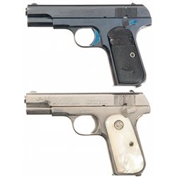 Two Colt 1903 Pocket Hammerless Semi-Automatic Pistols -A) Colt 1903 Pocket Hammerless Semi-Automati