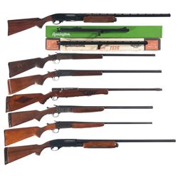 Seven Shotguns -A) Remington Model 870 Wingmaster Slide Action Shotgun with Extra Barrels