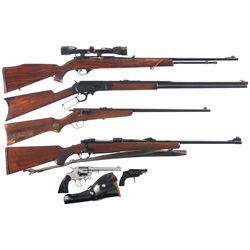 Four Long Guns and Two Hand Guns -A) Scoped Weatherby Mark XXII Semi-Automatic Rifle