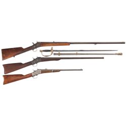 Three Long Guns and Sword -A) Husqvarna Rolling Block Shotgun And Sword