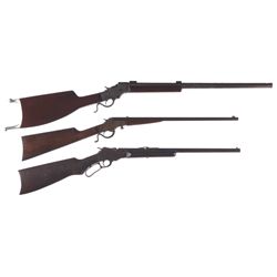 Three Rifles -A) Stevens Single Shot Rifle with Swiss Type Buttplate