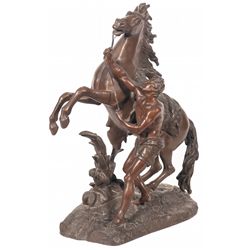 Unsigned Man with Horse Bronze Statue