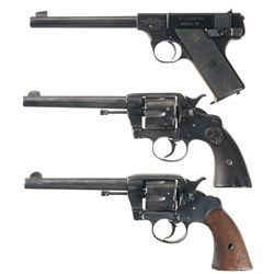One Semi-Automatic Pistol and Two Double Action Revolvers -A) High Standard Model B Semi-Automatic P