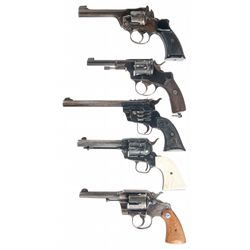 Five Hand Guns -A) Enfield No. 2 Mark I Double Action Revolver