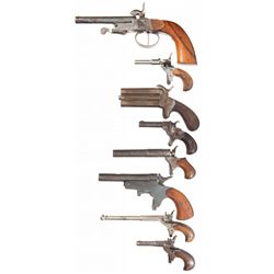 Eight Antique Pistols -A) Pinfire Single Shot Pistol