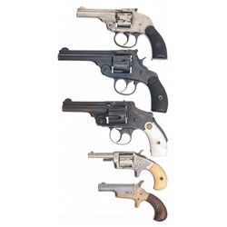 Five Revolvers -A) Harrington & Richardson Hammerless Top Break Double Action Revolver