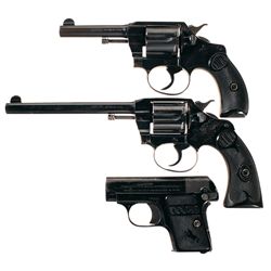 Two Colt Revolvers and One Pistol -A) Colt Pocket Positive Double Action Revolver