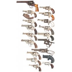 Eighteen Handguns -A) "Patriot" Marked Single Action Revolver with Horseshoe Tool