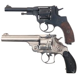 Two Double Action Revolvers and Three German Uniforms -A) Nagant 1895 Double Action Revolver and Thr
