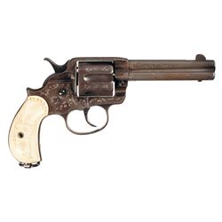 Custom Engraved Colt Model 1878 Frontier Double Action Revolver with Ivory Grips