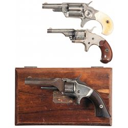 Three Antique American Revolvers -A) Colt New Line 32 Caliber Etched Panel Single Action Revolver wi