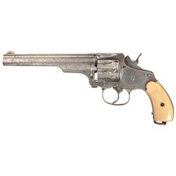 Engraved Merwin Hulbert & Co. Double Action Folding Hammer Revolver with Ivory Grips