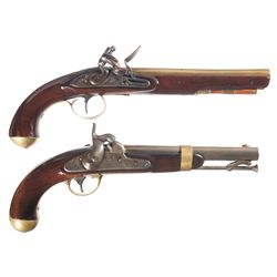 Two Single Shot Pistols -A) Sharpe Flintlock Pistol