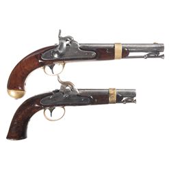 Two U.S. Martial Percussion Pistols -A) U.S. Henry Aston Model 1842 Percussion Pistol