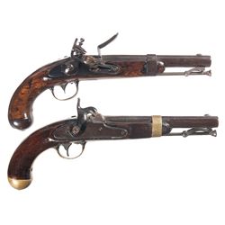 Two U.S. Antique Pistols -A) Waters Model 1836 Flintlock Pistol