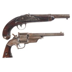 Two Antique Handguns -A) U.S. A. Waters Model 1836 Percussion Conversion Pistol