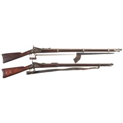 Two Trapdoor Rifles -A) U.S. Allin Model 1866 Conversion Rifle with Bayonet Scabbard and Frog