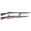 Image 1 : Two Trapdoor Rifles -A) U.S. Allin Model 1866 Conversion Rifle with Bayonet Scabbard and Frog