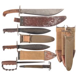 Four U.S. Knives and Four Bolo Knife Scabbards