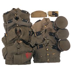 Grouping of U.S. Uniforms, Mostly WWI Era U.S. Navy Aviation Green Tunics