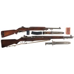 Two Semi-Automatic U.S. Longarms -A) Early WWII Winchester M1 Semi-Automatic Carbine with Bayonet an