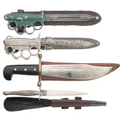 Four Fighting Knives with Sheaths