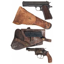 Two Handguns -A) U.S. Union Switch & Signal Model 1911A1 Semi-Automatic Pistol with Holsters