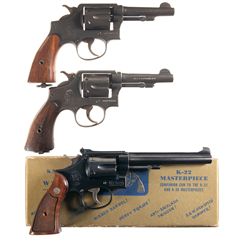 Three Smith & Wesson Double Action Revolvers -A) Smith & Wesson Victory Model Double Action Revolver