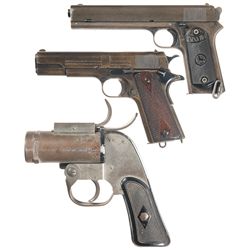 Two Colt Pistols and a Flare Gun -A) Colt Model 1902 Military Semi-Automatic Pistol