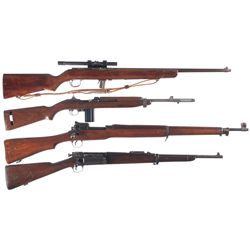 Two Rifles and Two Carbine -A) Harrington & Richardson Model 65 Semi-Automatic Rifle with Scope and 