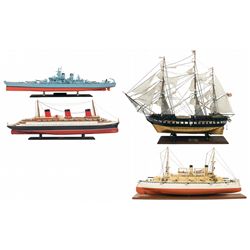 Four Wooden Model Ships