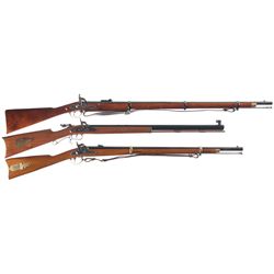 Three Percussion Long Guns -A) Parker- Hale Reproduction 1853 Enfield Percussion Rifle Musket