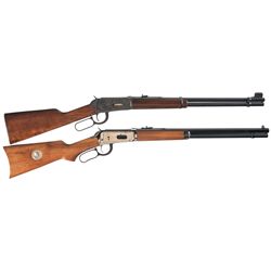 Two Winchester Model 94 Lever Action Carbines -A) Winchester Model 94 Lever Action Saddle Ring Carbi