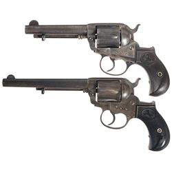 Two Colt Model 1877 Double Action Revolvers -A) Colt Lightning Double Action Revolver