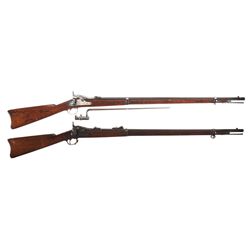 Two Springfield Trapdoor Rifles -A) Springfield Model 1884 Trapdoor Rifle with Bayonet