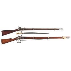 Two Military Percussion Muskets -A) U.S. Springfield Model 1863 Percussion Rifle Musket with Sword B