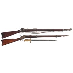Two Antique Rifles -A) Springfield Model 1888 Trapdoor Rifle with Ramrod Bayonet
