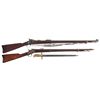 Image 1 : Two Antique Rifles -A) Springfield Model 1888 Trapdoor Rifle with Ramrod Bayonet