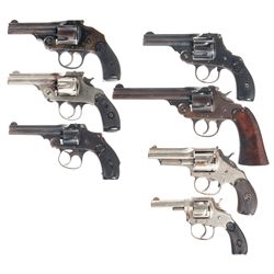 Seven Double Action Revolvers -A) U.S. Revolver Hammerless Top Break Double Action Revolver