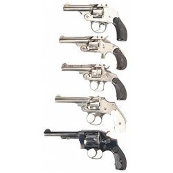 Five Revolvers -A) Iver Johnson Hammerless Double Action Revolver