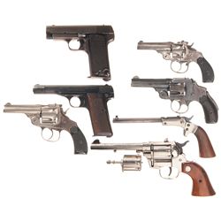 Four Double Action Revolvers and Three Pistols -A) Spanish Semi-Automatic Pistol