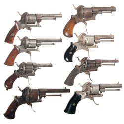 Eight Folding Trigger Double Action Pinfire Revolvers -A) Belgian Double Action Pinfire Revolver