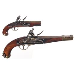 Two Flintlock Pistols -A) Unmarked Brass Barreled Flintlock Pistol