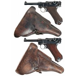 Two Luger Pistols with Holsters -A) DWM 1916 Production Luger Pistol