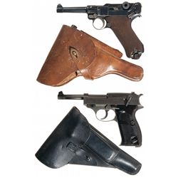 Two German Semi-Automatic Pistols with Holsters -A) 1920 DWM Luger Pistol