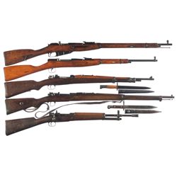Five Bolt Action Military Rifles -A) Mosin Nagant Model 91/30 Bolt Action Rifle