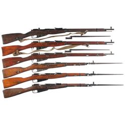 Six Mosin Nagant Bolt Action Military Longarms -A) Finnish Proofed Mosin Nagant Model 91/30 Bolt Act