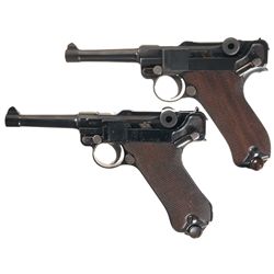 Two Luger Pistols -A) 1908 DWM Luger Semi-Automatic Pistol with Two Extra Magazines