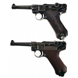 Two Mauser Luger Semi-Automatic Pistols -A) Mauser S/42 Code 1938 Dated Luger Semi-Automatic Pistol
